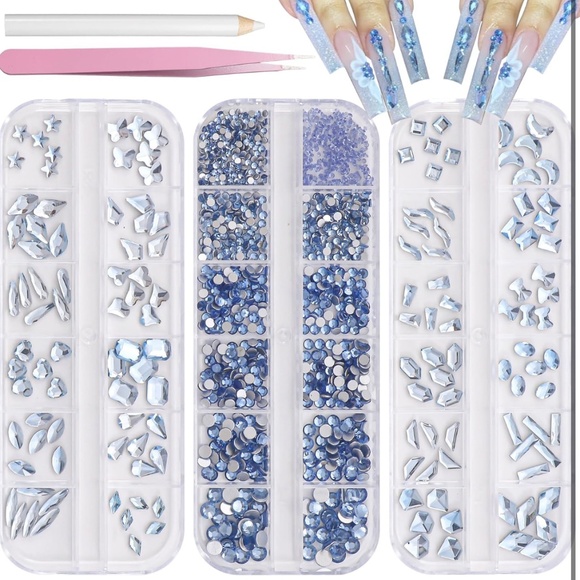 NAIL ART BUNDLE! Nail decor/art- 2 sets of nail charms: crytal&resin set - Picture 1 of 12